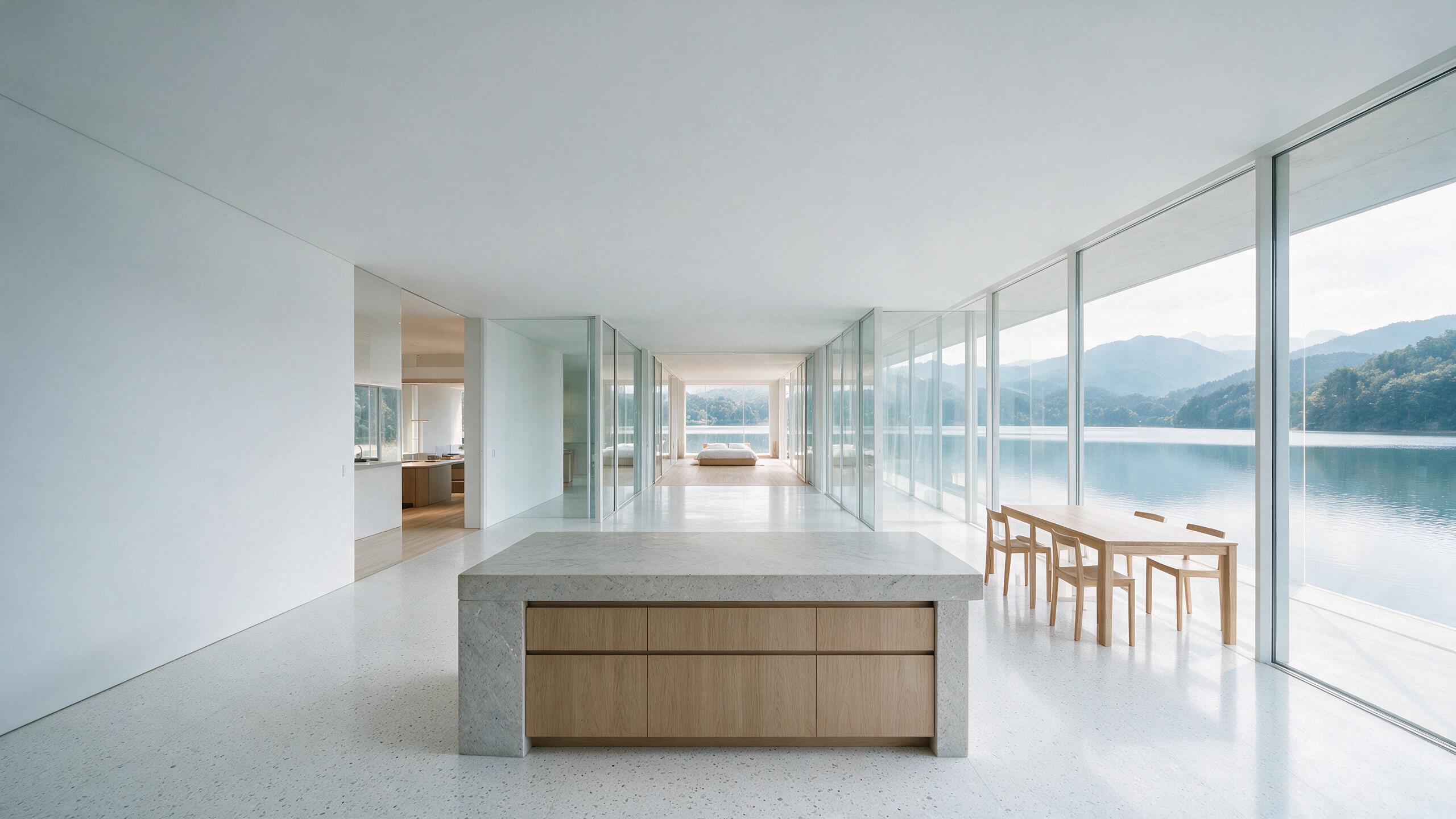 开放厨房 · 湖景餐区